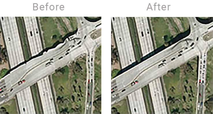 before and after streets aerial view